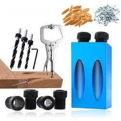 Localisateur de Trous Obliques pour Travail du Bois, Kit de Gabarit de Trou Poche, Guide de Perçage d'Angle, Jeu de Perforateur, Outils de Menuiserie, de Bricolage, Accessoires Mèches, 15 Degrés 