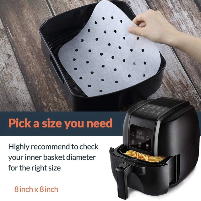 200 Sheets of 8 Inches Air Fryer Liner Perforated Baking Parchment Oven Steamer Non-Stick Steaming Paper 2