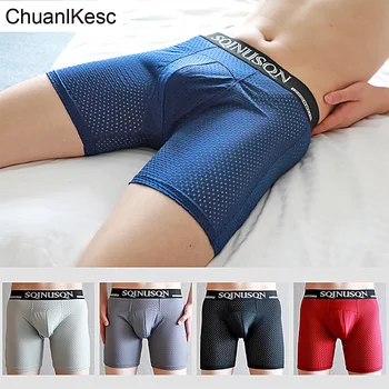 

Viscose fibre Fabric mesh extended boxer for ventilation in summer Do not grind legs Long boxer Running shorts