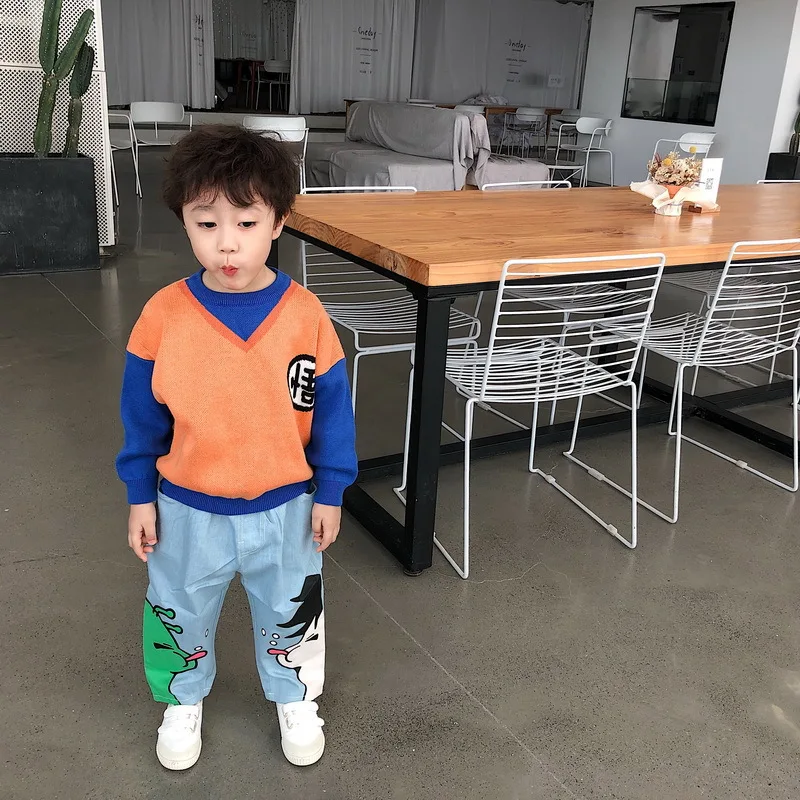 Tonytaobaby/осень-зима, новые детские джинсы милые хлопковые повседневные штаны с героями мультфильмов штаны-шаровары детские штаны