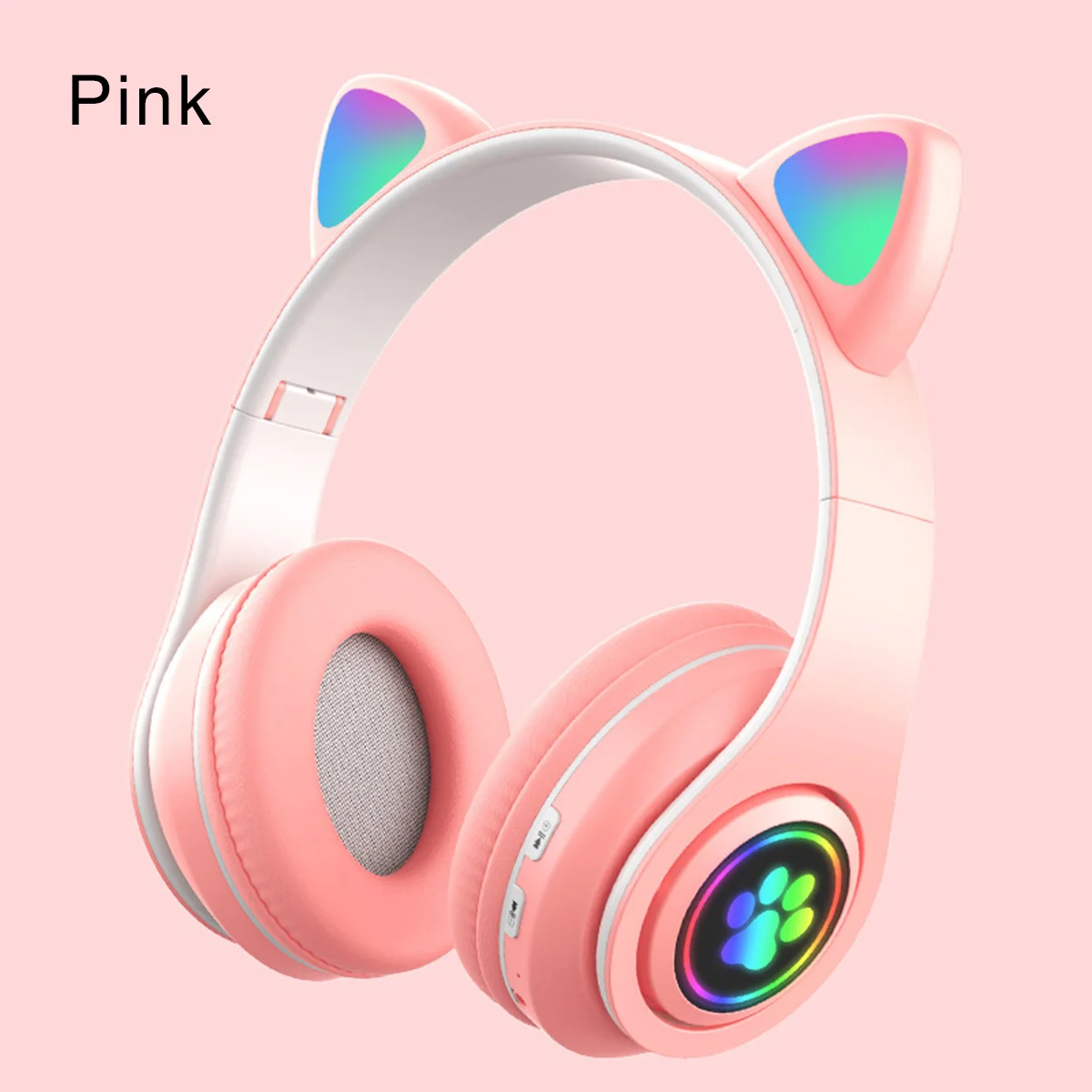 L400 Gato Forma De Oreja Respiración Luz Auriculares Bluetooth Auriculares  Inalámbricos - Rosa