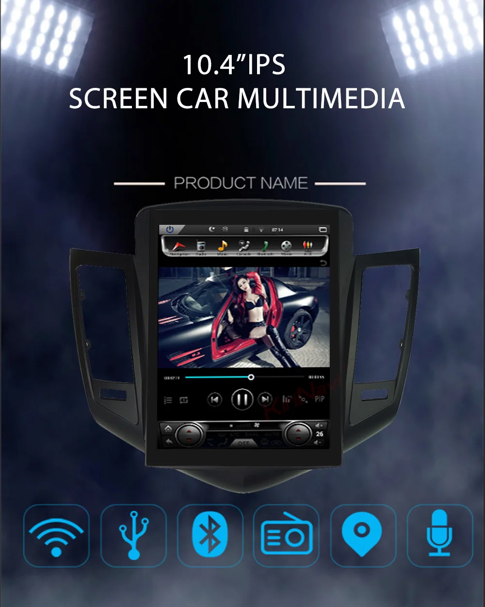 Flash Deal KiriNavi Telsa Style Vertical Screen 10.4‘’ 2din Android 7.1 radio car multimedia For Chevrolet Cruze auto multimedia stereo gps 0