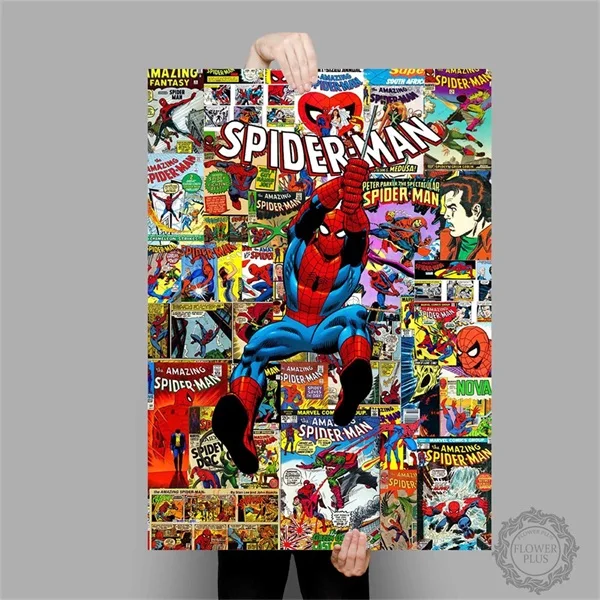 Удивительный Человек-паук Marvel комикс супергерой коллаж холст настенное искусство Человек-паук напечатанная Картина на холсте плакат картина домашний декор - Цвет: A