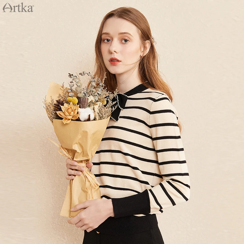 ARTKA 2020 Autumn New Women Knitwear Elegant Bow