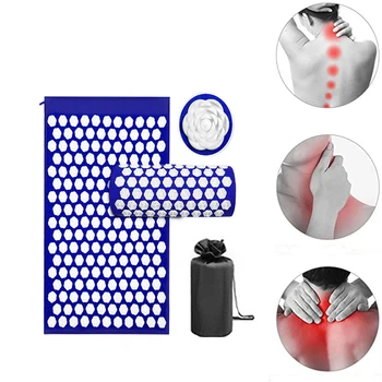 

Yoga Massage Cushion Acupuncture Mat Lotus Acupoint Acupressure Mat Pillow Set for Massage Wellness Relaxation Muscle