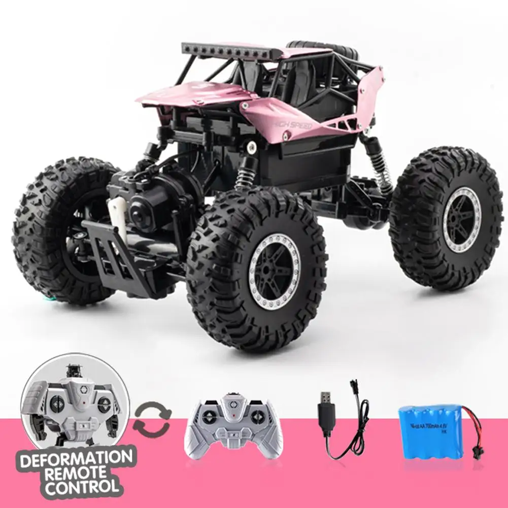 1:16 RC грузовики внедорожные RC игрушечные машинки пустынный рок с дистанционным управлением деформационный робот - Цвет: Rose pink