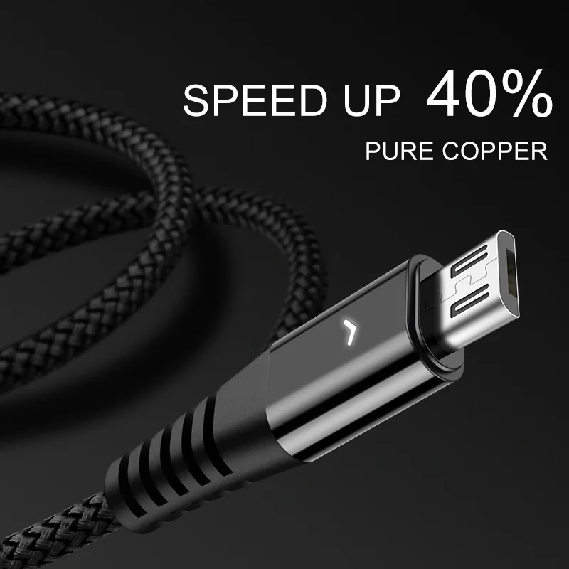 HANNORD Micro USB кабель для быстрой зарядки 1,2 A Светодиодный индикатор 1,8/м данных Syn нейлоновый плетеный шнур для зарядки телефона Android