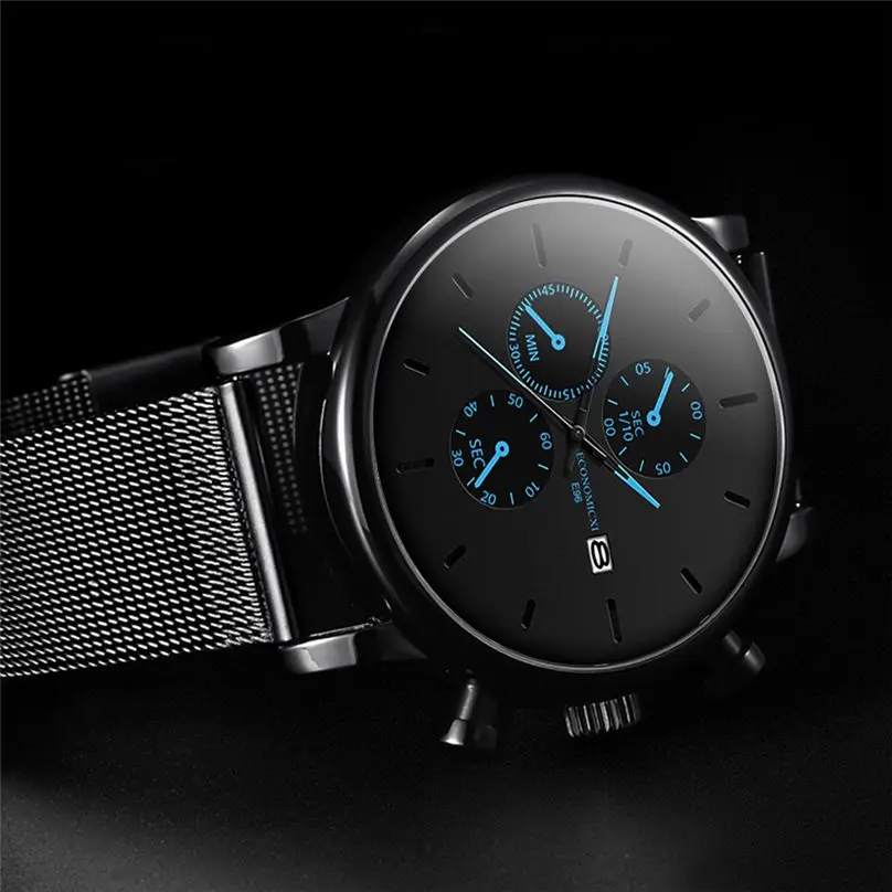 Mens Watches Quartz Watch Casual Fashion Slim Mesh Stainless Steel Waterproof Men Sport Watch 3N25 (4)