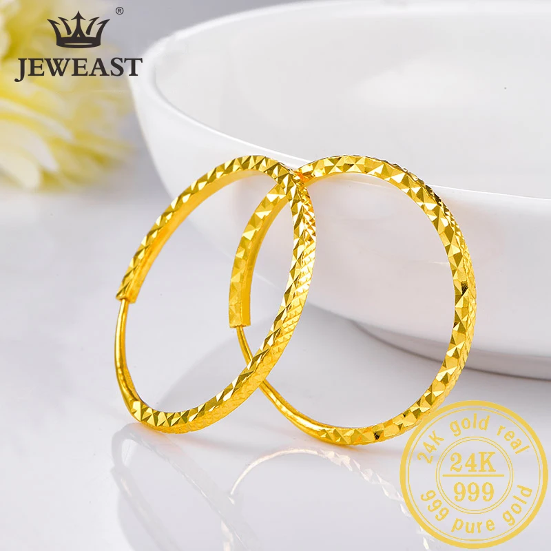 Сережки из чистого золота SFE 24K настоящее золото AU 999 солидные золотые серьги
