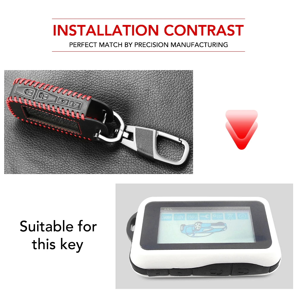 Leather Car Key Case For Starline E63 E90 E91 E61 E95 E66 2-Way Car Alarm LCD Remote Controller Keychain Transmitter Keys Cover key case key case cover