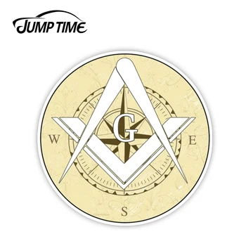 

Jump Time 13cmx13cm Masonic Free Mason Compass Vinyl Decal Sticker Car Truck Temple Freemason Window Laptop Wall Car Accessories