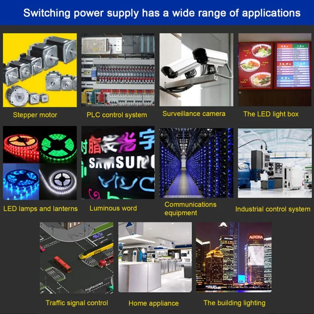 Switching Power Supply DC12V 6A 8.5A 10A 12.5A 15A 16.5A 20A 25A 30A 33A 40A 60A AC 220V to DC 12 Volts for 12V LED Strip