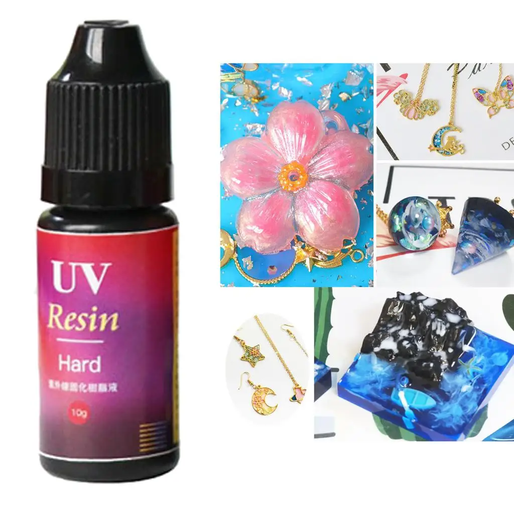 10g Ultraviolet Resin Curing Solution, DIY UV Quick-Drying Sunlight Activated Hard DIY Manual Curing for Pendants Necklace Mould