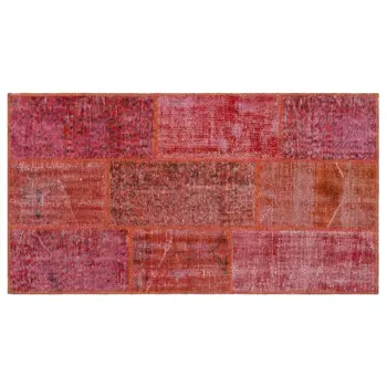 

Handmade Red Vintage Overdyed Patchwork Area Rug 080x150 Cm-2'7''X4'11''