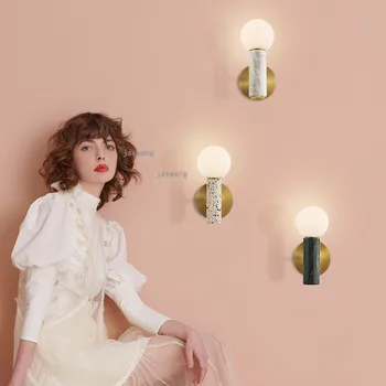 

Modern Minimalist Marble Wall Light LED Glass Wall Lamps Nordic Living Room Sconces Lighting Wall Lamp Bedroom Light Fixtures