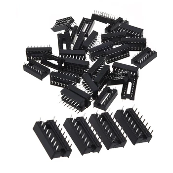 

50 Pcs 2.54Mm Pitch DIP IC Sockets Solder Type Adaptors, 30 Pcs 16 Pin & 20 Pcs 14 Pins