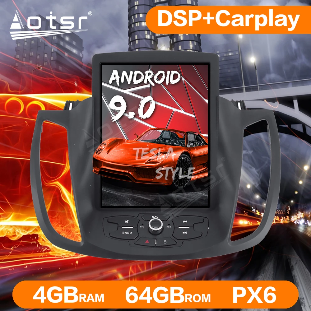 Android 9 0 4 Гб + 64 HD Tesla стиль Автомобильный GPS навигатор для Ford KUGA 2013 2019 автомобильный