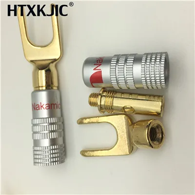 

8Pcs Brass Nakamichi Y U Spade Speaker Plug Audio Screw Fork Connector for Binding Post Banana Jack Adapter