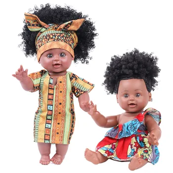 

35CM African Skin Doll Black Reborn Baby Dolls Lifelike Newborn Dolls Miniature Reborn Baby Cheap Reborns Babies For Toddler