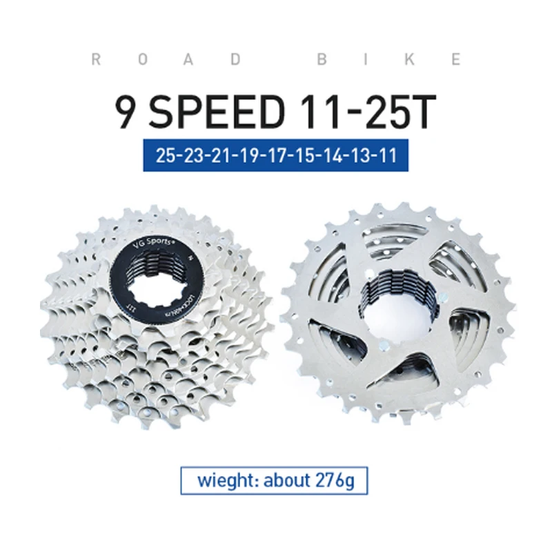 Details about   VG Sports Bicycle 8/9/10 Speed Road Bike Cassette 11-25T/28T/32T Flywheel Silver 