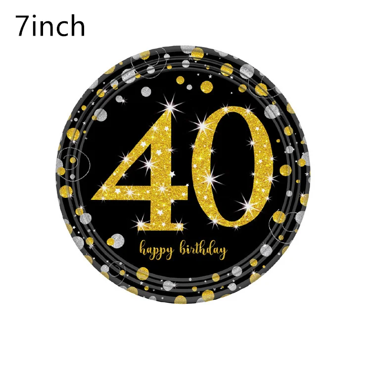18/21/30/40/50/60th Happy Birhtday столовая посуда наборы латексный воздушный шар "Конфетти" тарелки чашки Салфетка скатерть поставки декор - Цвет: 40-plate 8pcs