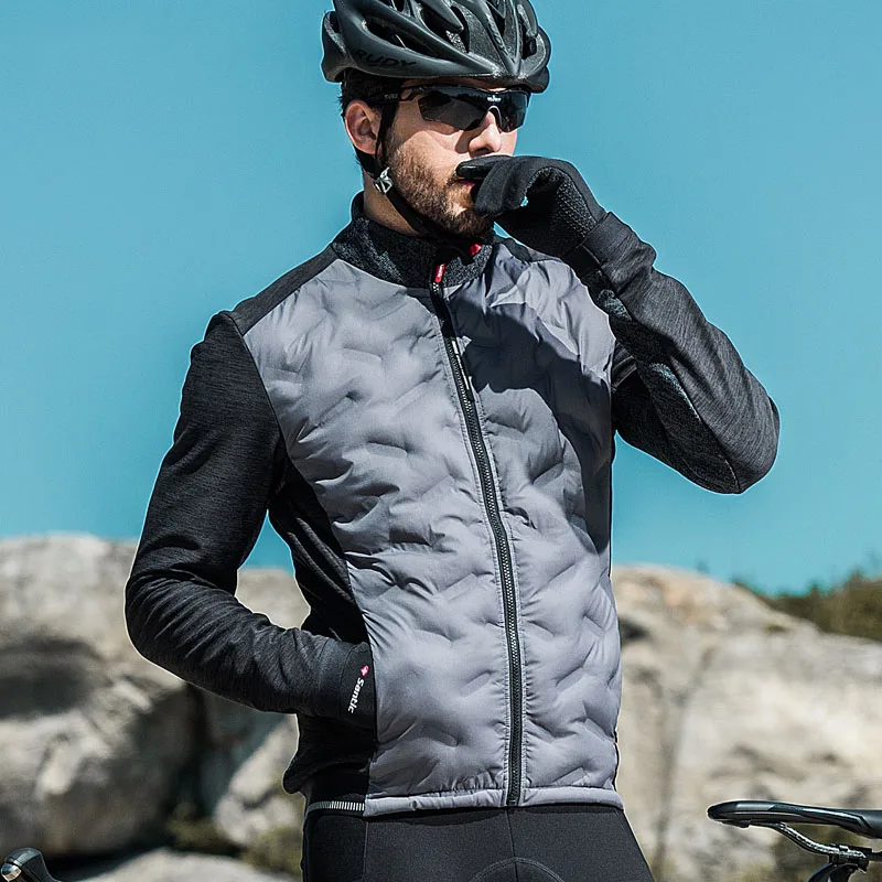 Santic Mens Cycling Jacket Winter Coat Inner Fleece Jacket Windproof Thermal Soft Shell Reflective