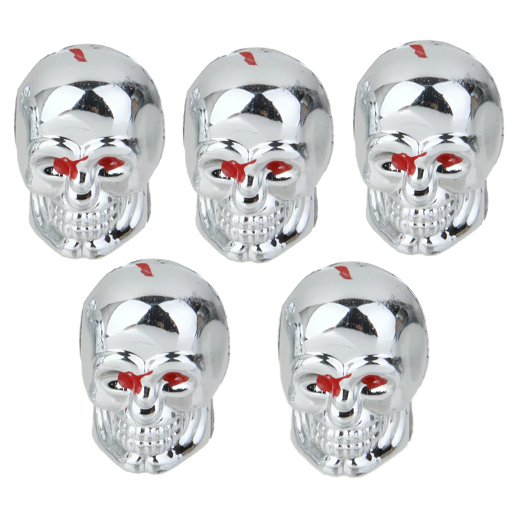 5x Red Eyes Evil Skull Tyre Tire Air Valve Stem Dust Caps Car Bike Truck