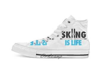 

Skiing is life Custom Casual High Top lace-up Canvas shoes sneakers Drop shipping