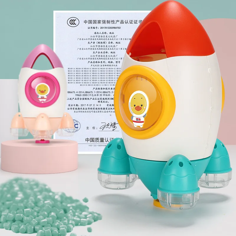 Rocket Bath Toy Rotating Water Spray Beach Toy Baby Wash Hair Useful For Baby Kids Bathroom Baby Shower Toys