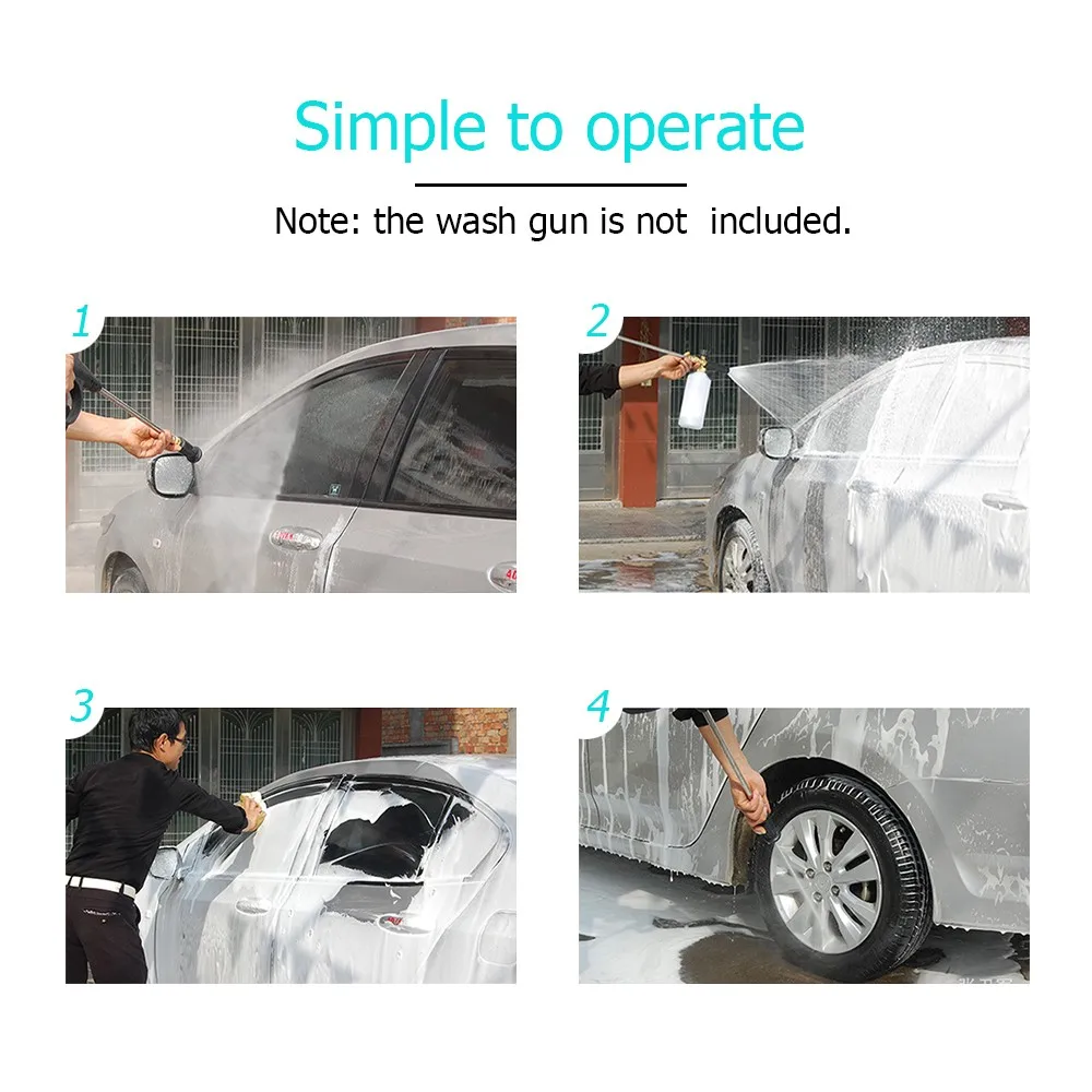 

Hot Professional Car Wash Watering Can 1L with HDPE and Brass Soap Foam Pressure Washer Adjust Spray Cone Bottle Mouth Automobi