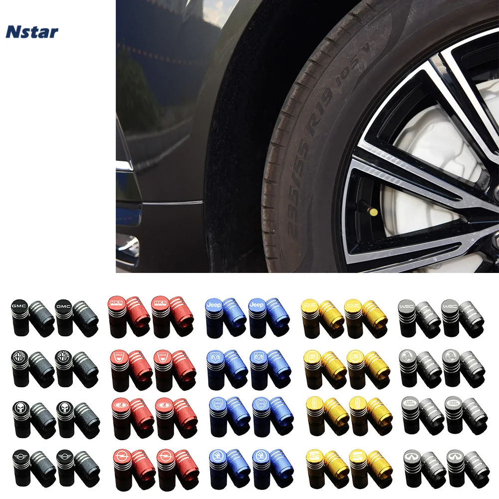 

Nstar Yellow 4PCS/set Auto Logo Tire Caps Car Accessories Wheel Valve Caps For Lada Opel Honda Hyundai Alfa Romeo Renault FR