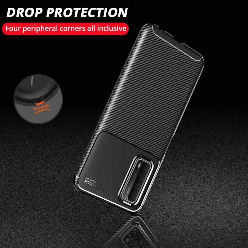 Case For Huawei Y7a Y9a Y6s Y8s Y9s Y8P Y7P Y6P Y5P 2020 Y9 Prime Y7 Y6 Y5 Pro 2018 2019 Carbon Fiber Protection Phone Cover huawei waterproof phone case
