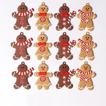 

7.5CM 12PCS/Set Christmas Tree Ornaments Gingerbread Man Xmas Trees Hanging Pendant New Year Christmas Home Decoration Gifts