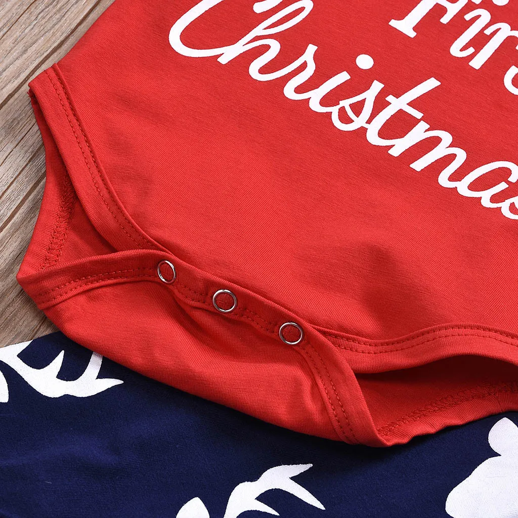 Коллекция года, рождественские наряды для малышей комплект одежды для мальчиков и девочек с надписью «Снежинка», комбинезон с рисунком оленя, штаны комплект из 3 предметов,# LR3