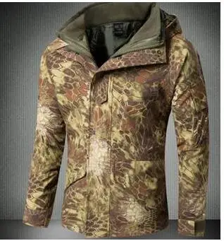 Зимняя мужская камуфляжная Водонепроницаемая тактическая куртка G8, пальто в стиле милитари с капюшоном, ветрозащитная флисовая утепленная ветровка Cambat - Цвет: SNAKE GREEN
