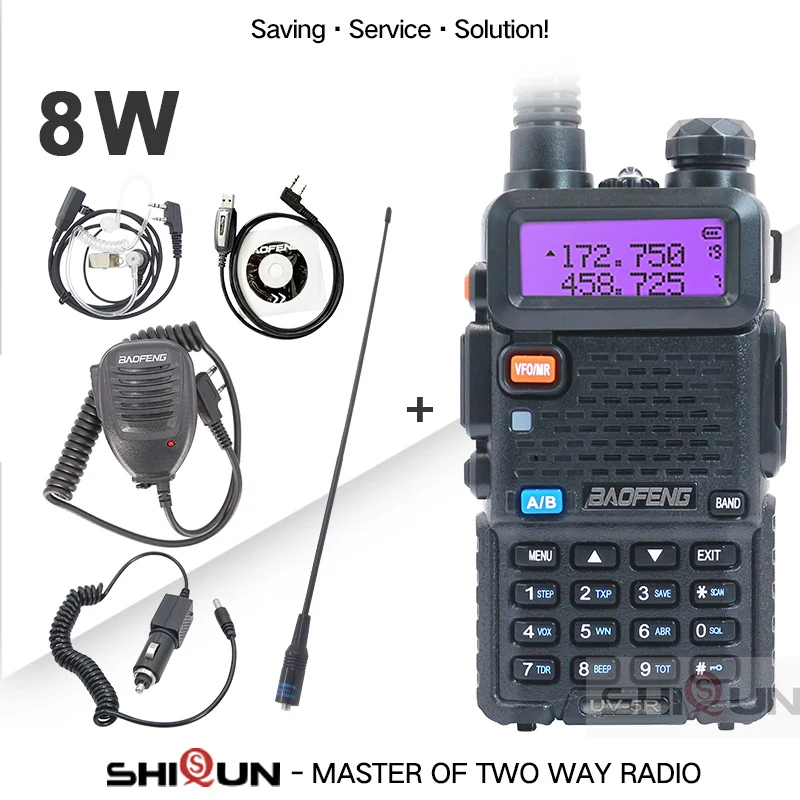Портативная рация Boafeng UV-5R 8 Вт высокой мощности дальность действия 10 км