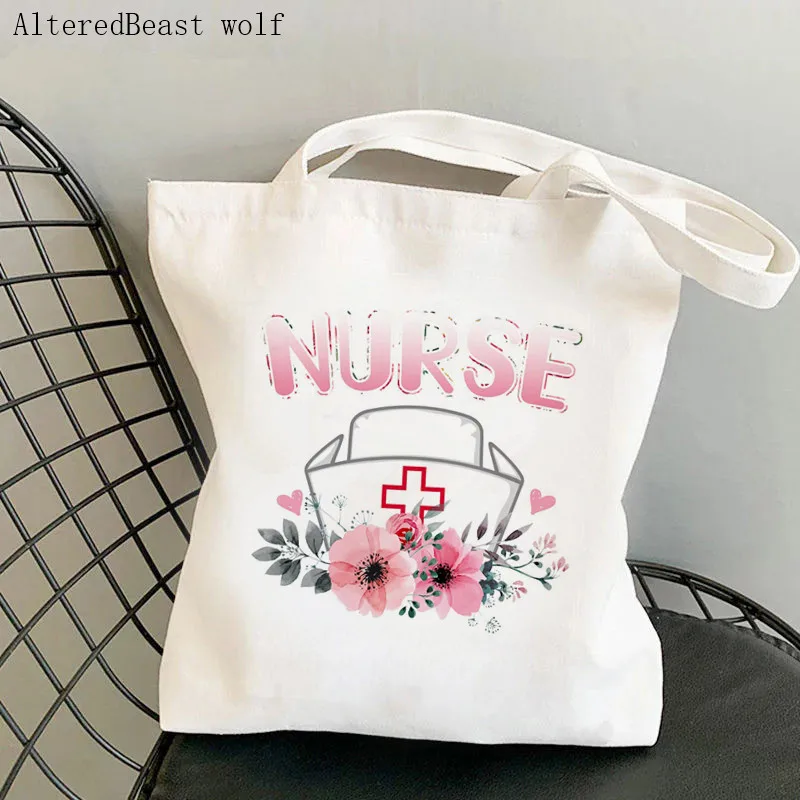 Women Shopper bag Norah the Nurse Printed Kawaii Bag Harajuku Shopping Canvas Shopper Bag girl handbag Tote Shoulder Lady Bag