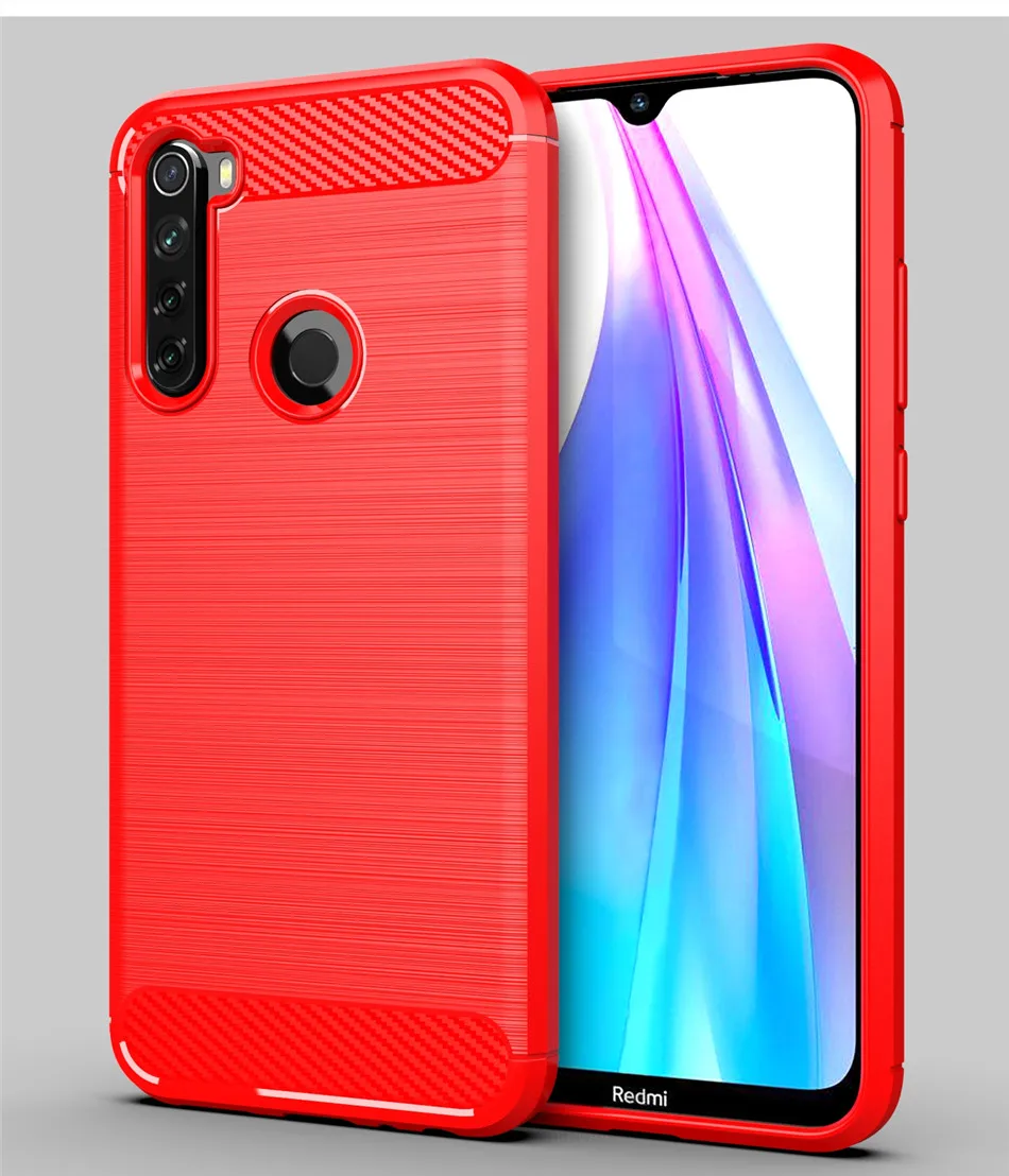 Мягкий силиконовый чехол Whyes для Xiaomi Redmi Note 8 8 T, ударопрочный чехол из углеродного волокна и ТПУ для Xiaomi Redmi Note 8 T, чехол - Цвет: Красный