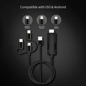 

USB to HDMI Cable Screen Converter Mirroring Multiple Device 4K Super Definition Type-C Micro USB for lightning IOS Android