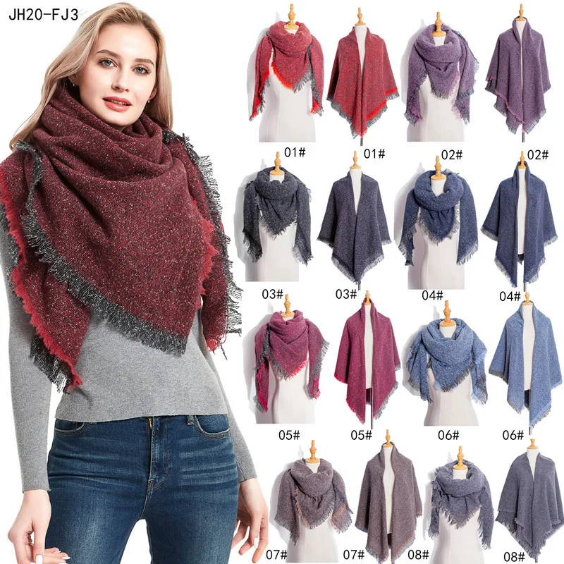 2020 Autumn Winter Scarf Women Thicked Knitted Solid kerchief Pashmina Warm Foulard luxury brand neck bandana pashmina lady wrap