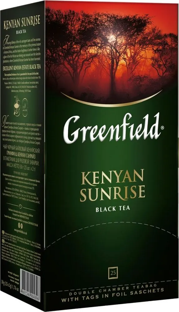 Чай Greenfield &quotKenyan Sunrise&quot черный 25 пакетиков | Продукты