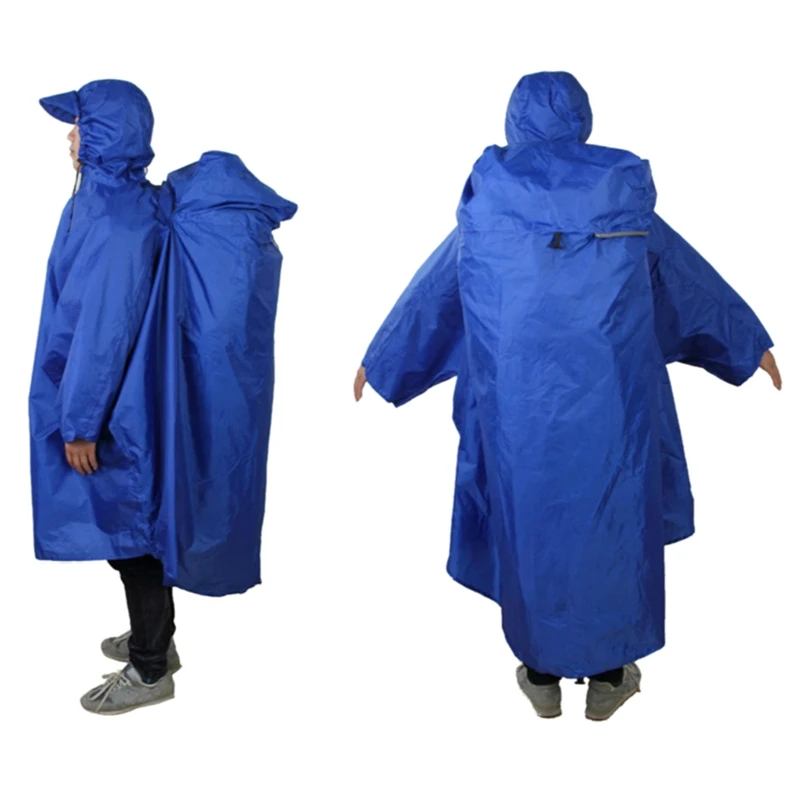 

TOP!-Outdoor Siamese Raincoat Mountaineering Hiking Portable Backpack Raincoat Cape Cloak Photography Backpack Raincoat-Royal Bl