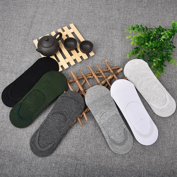 

1 pair Men's Cotton Men Invisible Socks Men Sock Slippers Soft Breathable Sweat absorpt Anti-skid Solid Summer Socks New