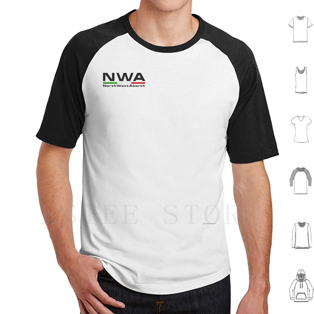 T-Shirt Nera Con Logo Nwa In Cotone Da Uomo Stampa Fai-Da-Te Abarth North West Abarth Scorpion Nwa Italiano