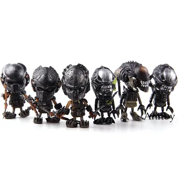 

Aliens Requiem Mini Cosbaby Predalien Battle Damaged Alien vs predator Wolf Figure Action PVC AVP Toys 6pcs/set with color box
