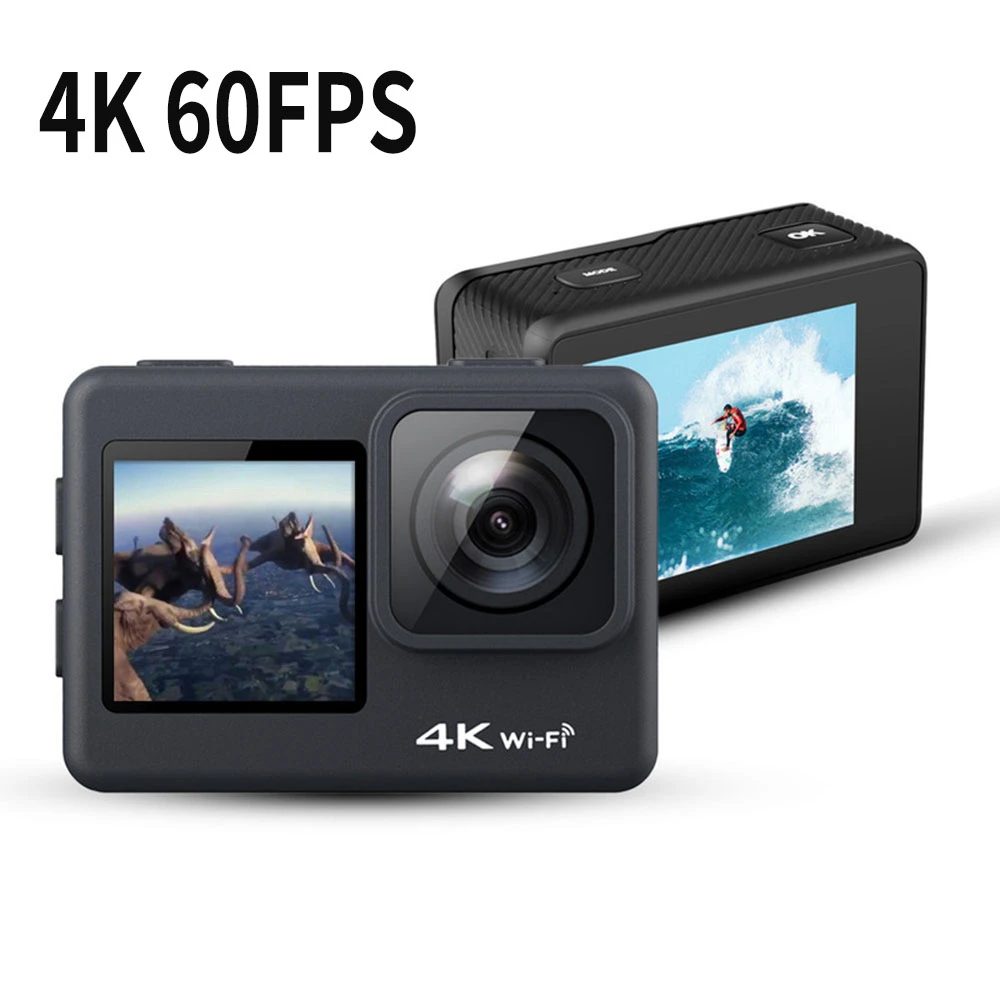 Action Camera 4K 60FPS 24MP WiFi 2.0 Touch Dual Screen 170D Remote Control Helmet Go Waterproof Pro Video Recording Sport Camera