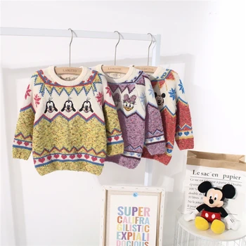 

Disney Autumn Girls Sweatshirts Mickey Mouse Goofy Daisy Sweater Cartoon Long Sleeve Pullover Tops Baby Infants Boy Girl Clothes