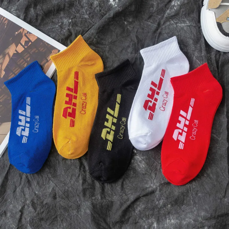 Fast Shipping 2020 New Arrival 5 Pairs Slipper Invisible Letter Women's Short Socks Cotton No Show Socks For Women