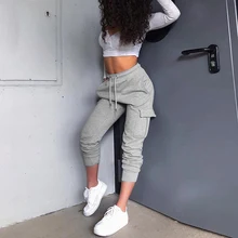 Осенние однотонные женские спортивные штаны для бега с карманами, спортивные штаны для женщин, свободные штаны-шаровары для бега, одежда для активного отдыха