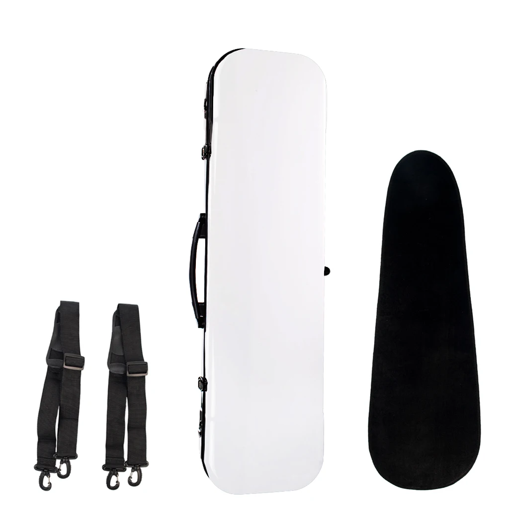 Violin Case 4/4 Full Size Composite Carbon Fiber Hard Box Strong Lightweight with Hygrometer White